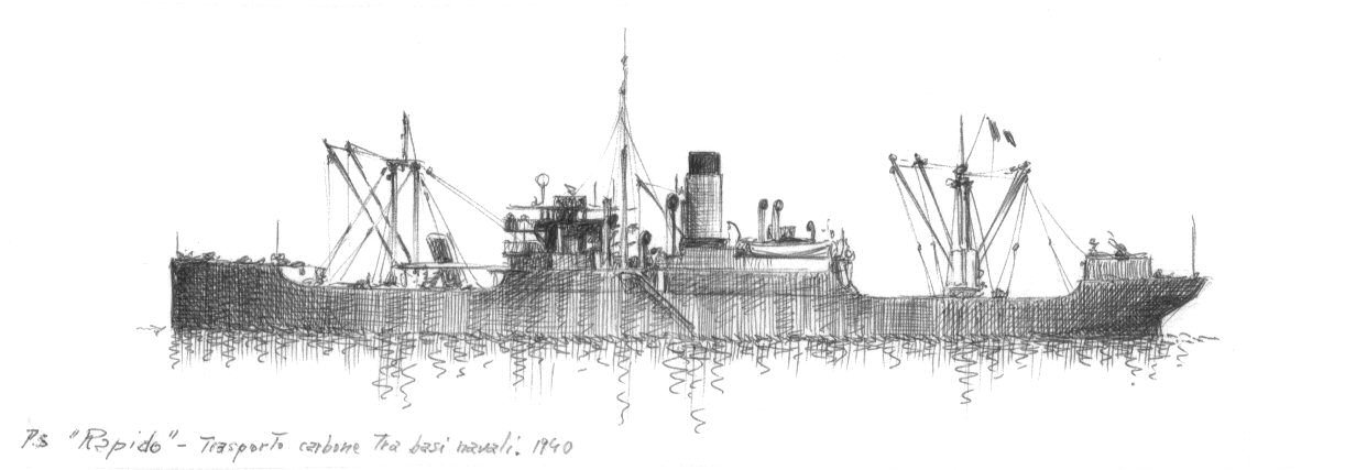 1940 - Piroscafo 'Rapido' - trasporto carbone tra basi navali